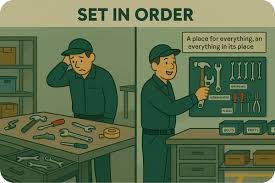 Engineers tidying up to 5S standards.