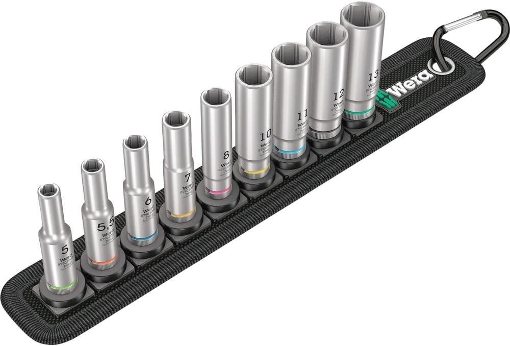 Wera Belt A Deep 1 Socket Set, 1/4" Drive, 9PC, 05004525001