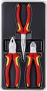 KNIPEX Electro Set, 3 Parts, 160 to 200 mm, VDE, Equipment for on the Move, Pliers Set, Tool Set, 00 20 12