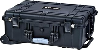 MEIJIA All Weathe Waterproof Hard Case with Retractable Pull Handle and Rolling Wheels, Customizable Fit Foam Inserted