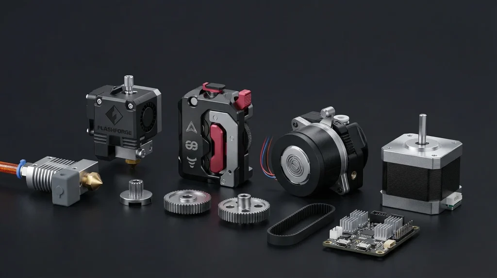 3D printed spare parts for machinery, produced in-house bt the Digital store person.