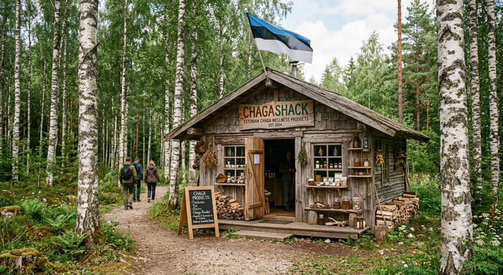 Chaga Shack in the pristine Estonian Forest were Foragers drop off the fruits of their work.