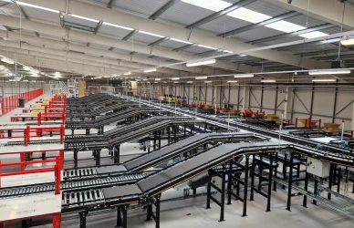 A major conveyor system installed in a logistics centre.