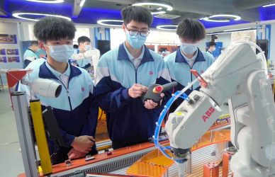 Newly employed Robotic Engineers training on ABB robots.