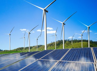 Wind Farm and solar panel complex for Green energy.