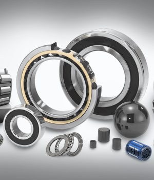 A collection of various SKF bearings as used generally in Automation with cutaway examples.