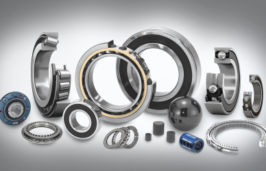 A collection of various SKF bearings as used generally in Automation with cutaway examples.