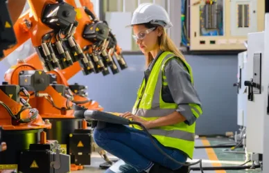 Technicians doing PPM checks and Diagnostics on a Robotics line.