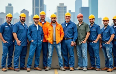 A gathering of blue collar trades people ready for the Installation.